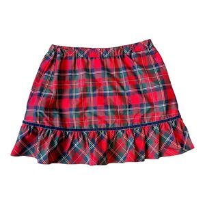 Vineyard Vines Girls‎ Merry Plaid Skirt L 14 Holiday Red Tartan Ruffle Pockets